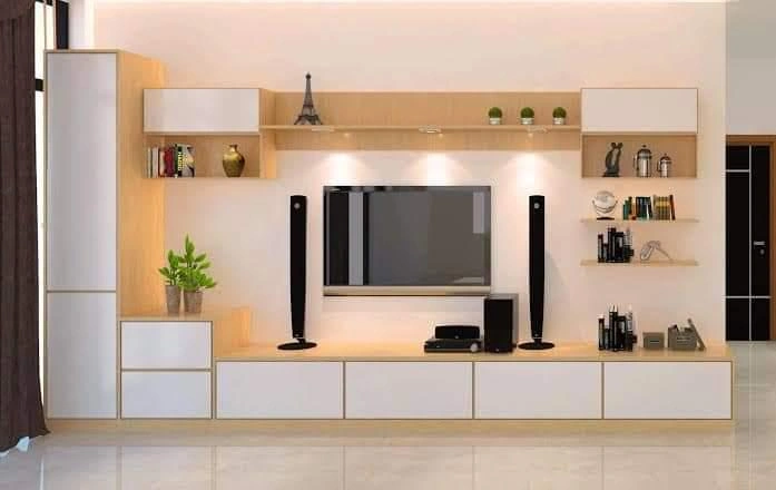 Backdrop TV Rak Display Melayang