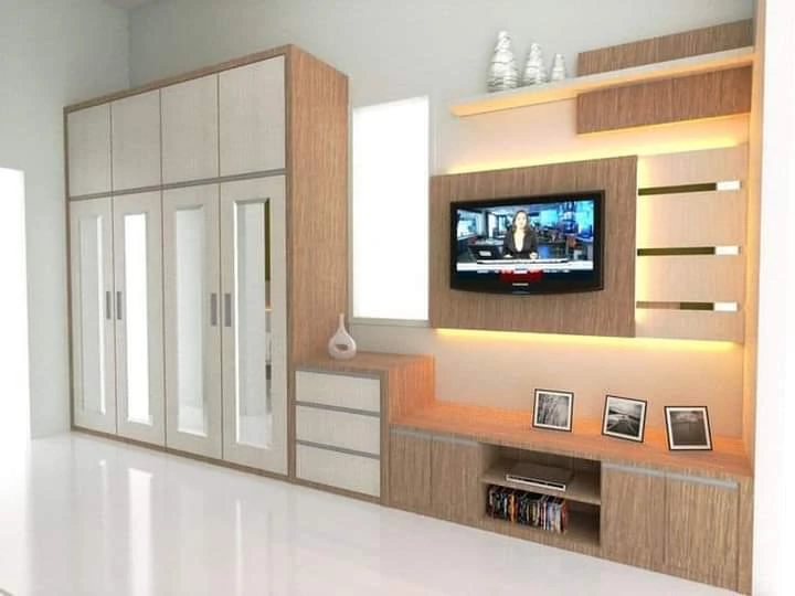 Lemari & Backdrop TV Kayu